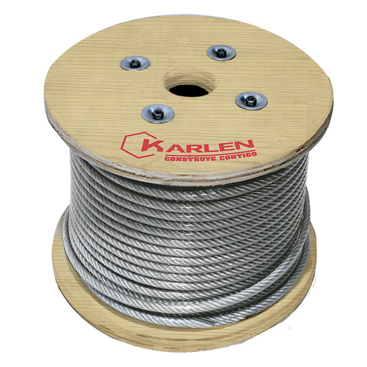 14CABLES051HH Ferretería Carga Cables Acero Galvanizado Cable De Acero Inoxidable Plastificado 7x7 152m 1/8"x3/16 Tipo 304