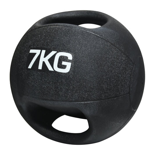 15GIMNAS447CH Deportes Fitness Crossfit Balones Balón Medicinal De Hule Con Doble Asa De 7.0kg