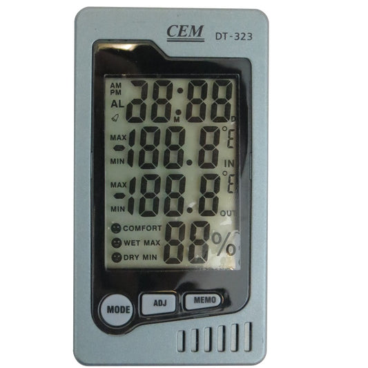 15TERMOM009CE Ferretería Medición Termómetros Termometro-Higrometro Industrial 50°C/120°F Digital Dt-323